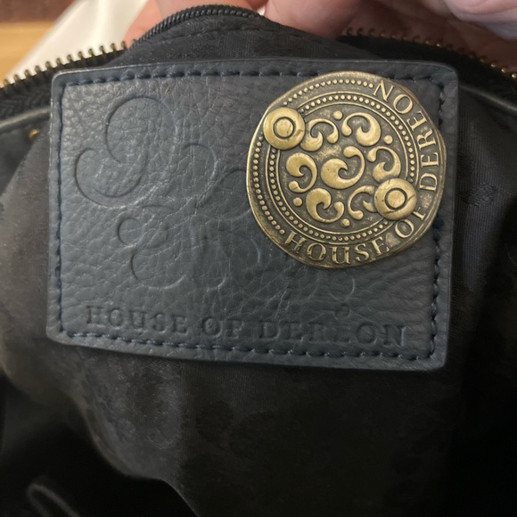 House of Dereon blue gray leather purse Beyoncé label - Picture 3 of 9